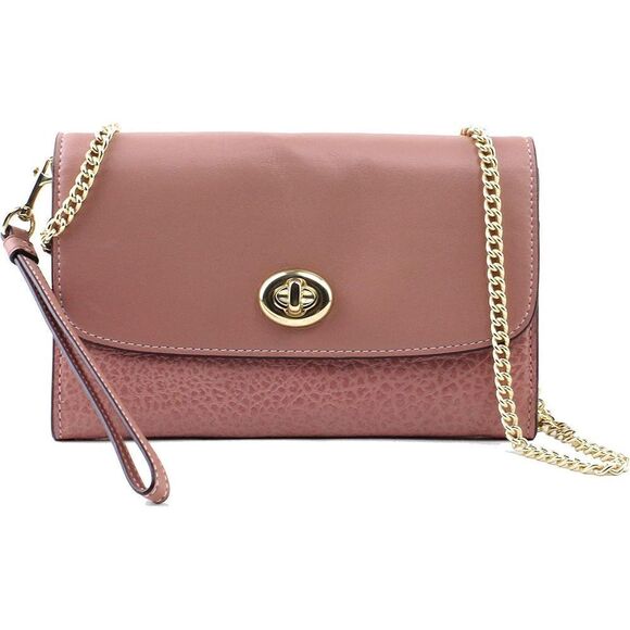 Coach Leather Chain Crossbody Melon/Gold Wristlet Clutch Handbag F31620 NWT - Picture 1 of 13